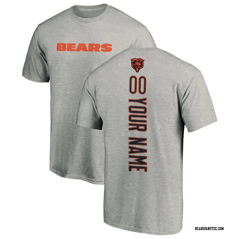 Men's Chicago Bears ＃00 Custom Ash Backer T-Shirt