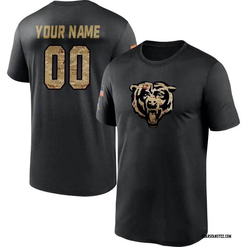 Men's Chicago Bears ＃00 Custom Black 2020 Salute To Service Performance T-Shirt
