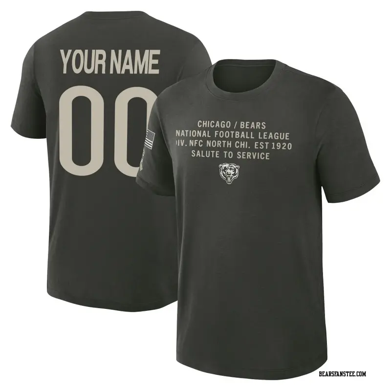 Men's Chicago Bears ＃00 Custom Dark/Green 2025 Salute to Service Sideline Slub T-Shirt