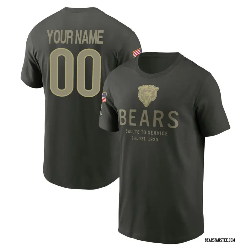 Men's Chicago Bears ＃00 Custom Forest/Green 2025 Salute to Service Sideline Primary Edge T-Shirt