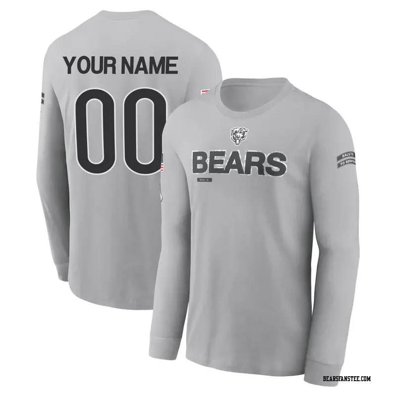 Men's Chicago Bears ＃00 Custom Gray 2024 Salute to Service Long Sleeve T-Shirt