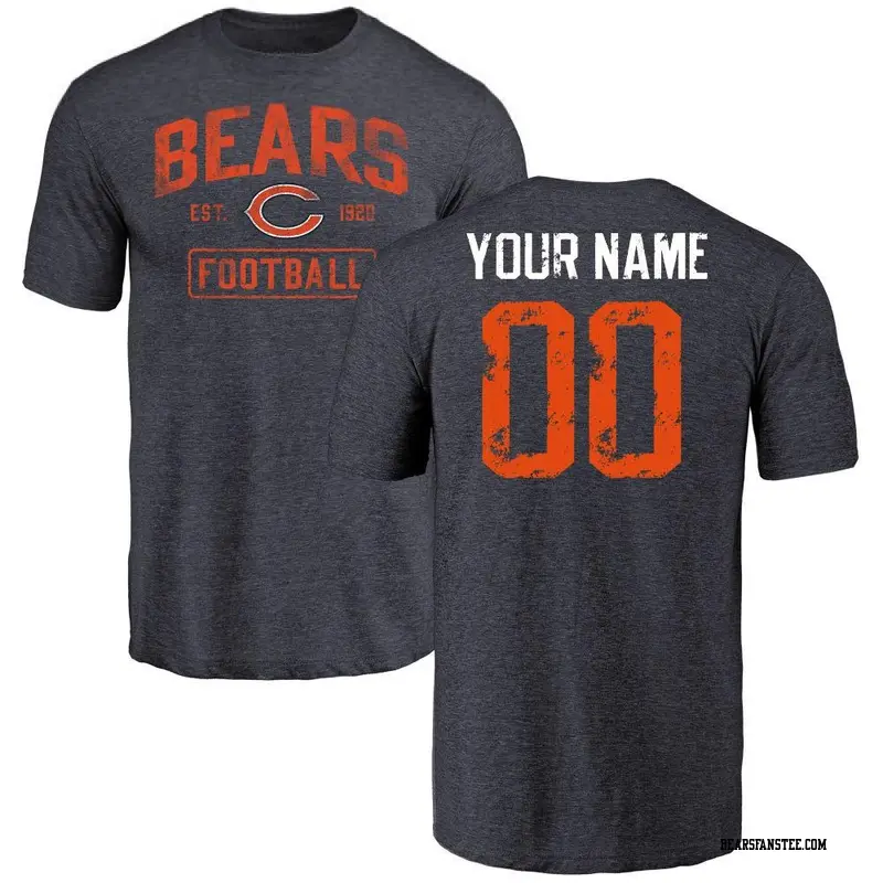 Men's Chicago Bears ＃00 Custom Navy Distressed Name & Number T-Shirt