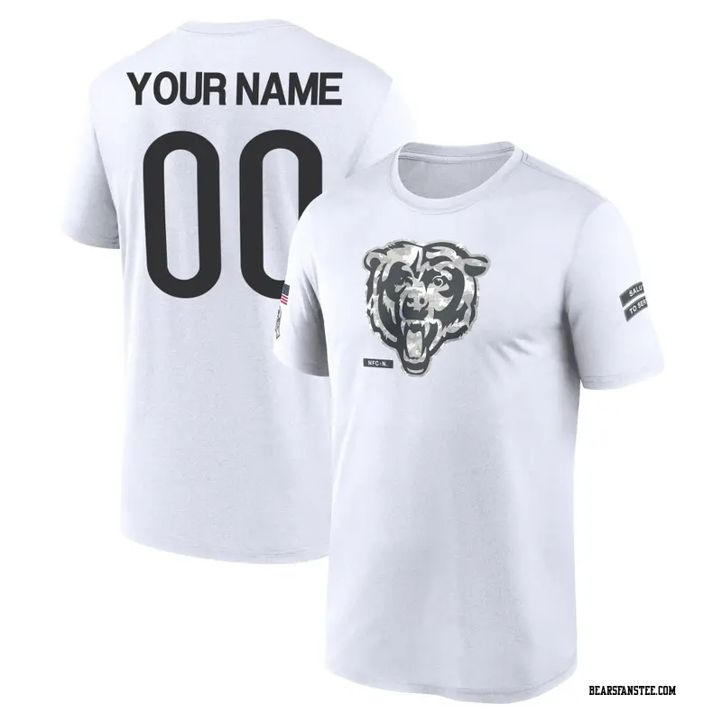 Men's Chicago Bears ＃00 Custom White 2024 Salute to Service Performance T-Shirt