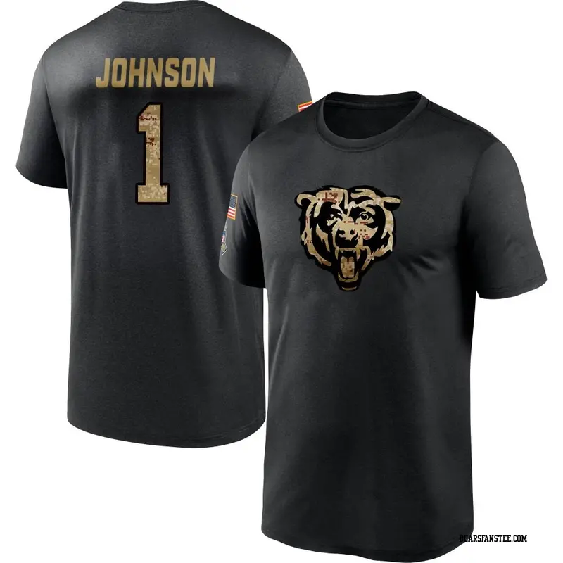 Men's Chicago Bears ＃1 Jaylon Johnson Black 2020 Salute To Service Performance T-Shirt