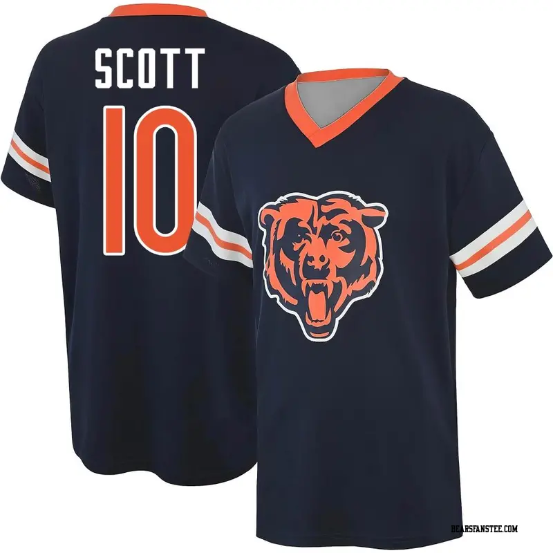 Men's Chicago Bears ＃10 Tyler Scott Navy Name & Number Game Day V-Neck T-Shirt