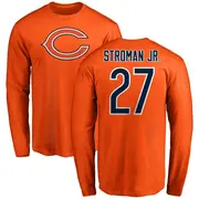 Men's Chicago Bears ＃27 Greg Stroman Jr. Orange Name & Number Logo Long Sleeve T-Shirt