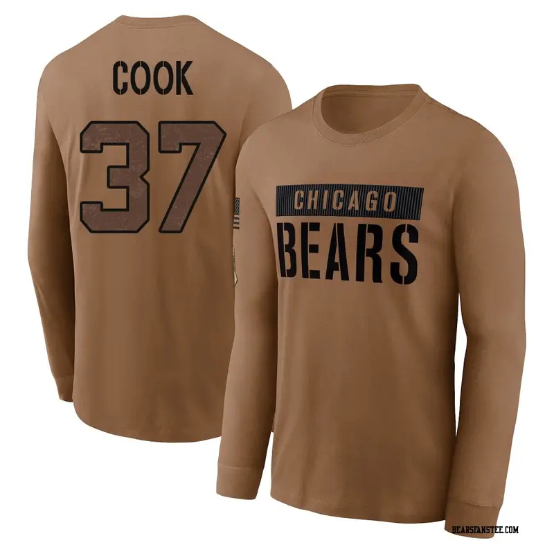 Men's Chicago Bears ＃37 Alex Cook Brown 2023 Salute To Service Long Sleeve T-Shirt