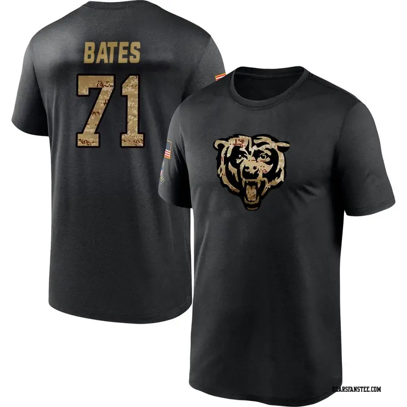 Men's Chicago Bears ＃71 Ryan Bates Black 2020 Salute To Service Performance T-Shirt