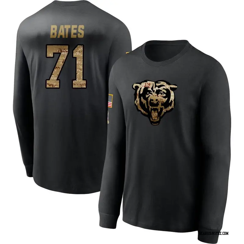 Men's Chicago Bears ＃71 Ryan Bates Black 2020 Salute To Service Sideline Performance Long Sleeve T-Shirt