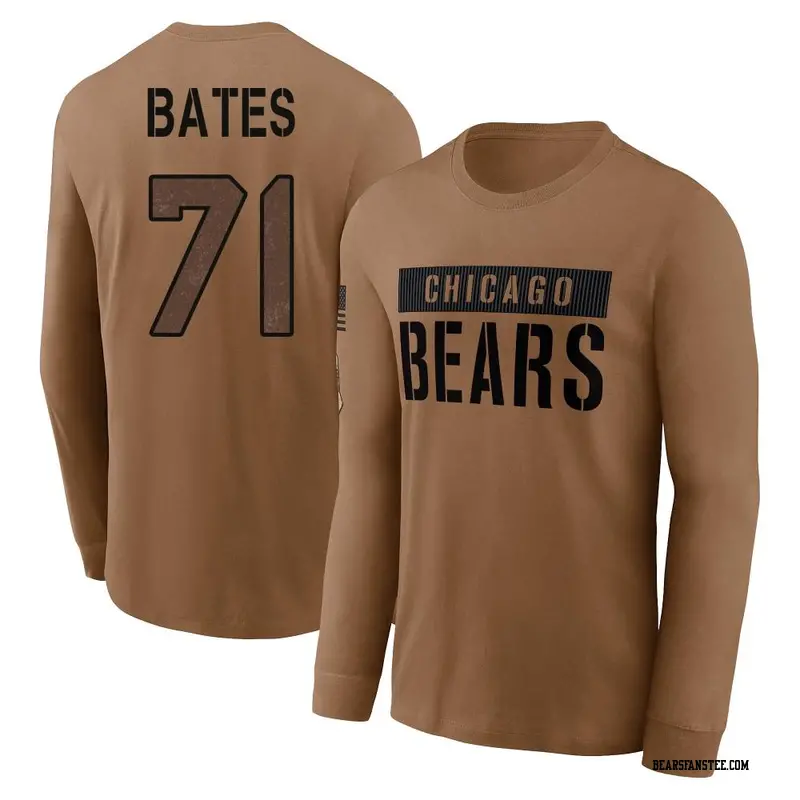 Men's Chicago Bears ＃71 Ryan Bates Brown 2023 Salute To Service Long Sleeve T-Shirt