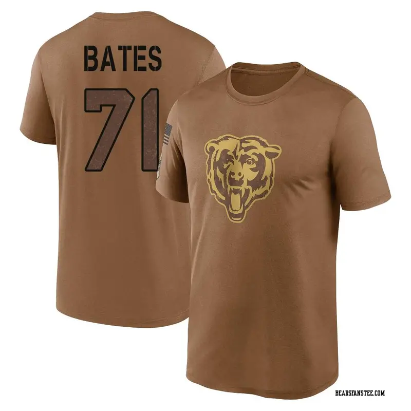 Men's Chicago Bears ＃71 Ryan Bates Brown 2023 Salute To Service Performance T-Shirt
