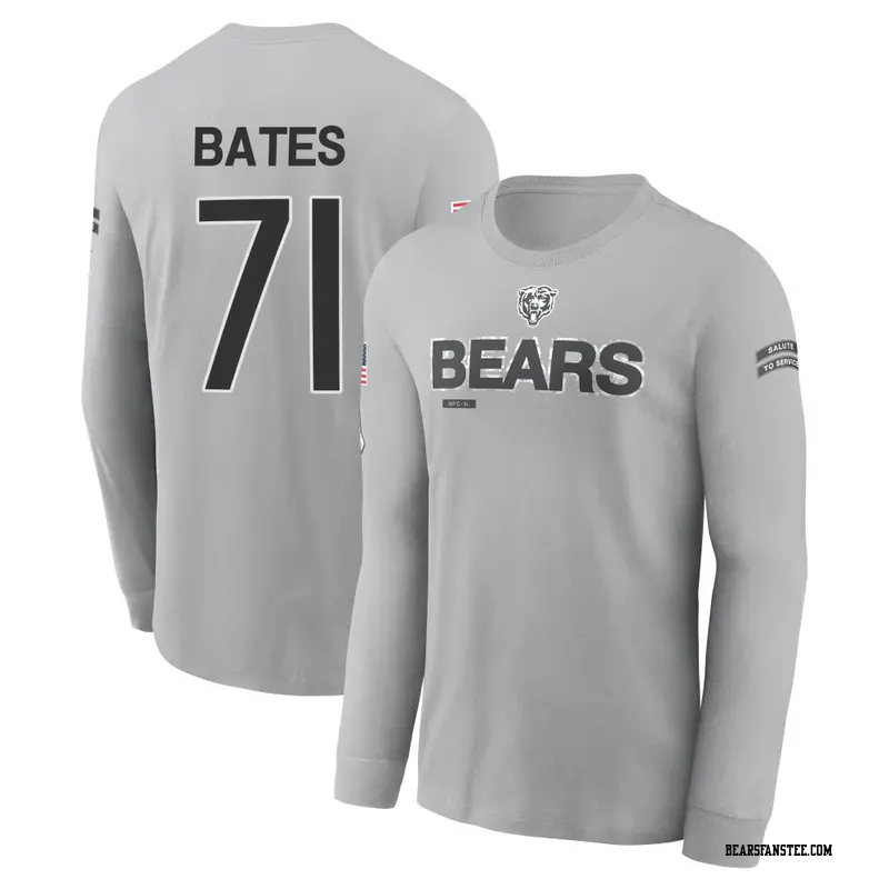 Men's Chicago Bears ＃71 Ryan Bates Gray 2024 Salute to Service Long Sleeve T-Shirt