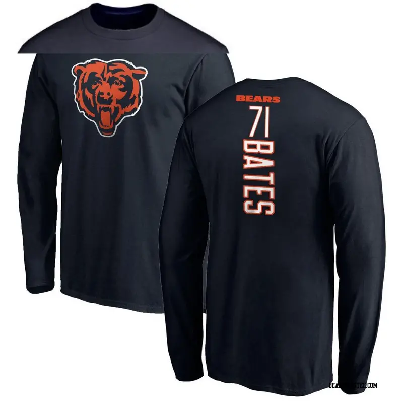Men's Chicago Bears ＃71 Ryan Bates Navy Backer Long Sleeve T-Shirt