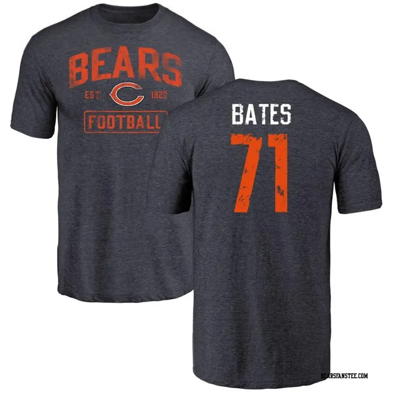 Men's Chicago Bears ＃71 Ryan Bates Navy Distressed Name & Number T-Shirt