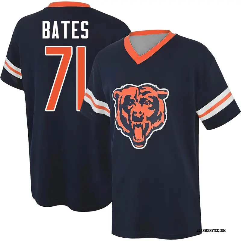 Men's Chicago Bears ＃71 Ryan Bates Navy Name & Number Game Day V-Neck T-Shirt