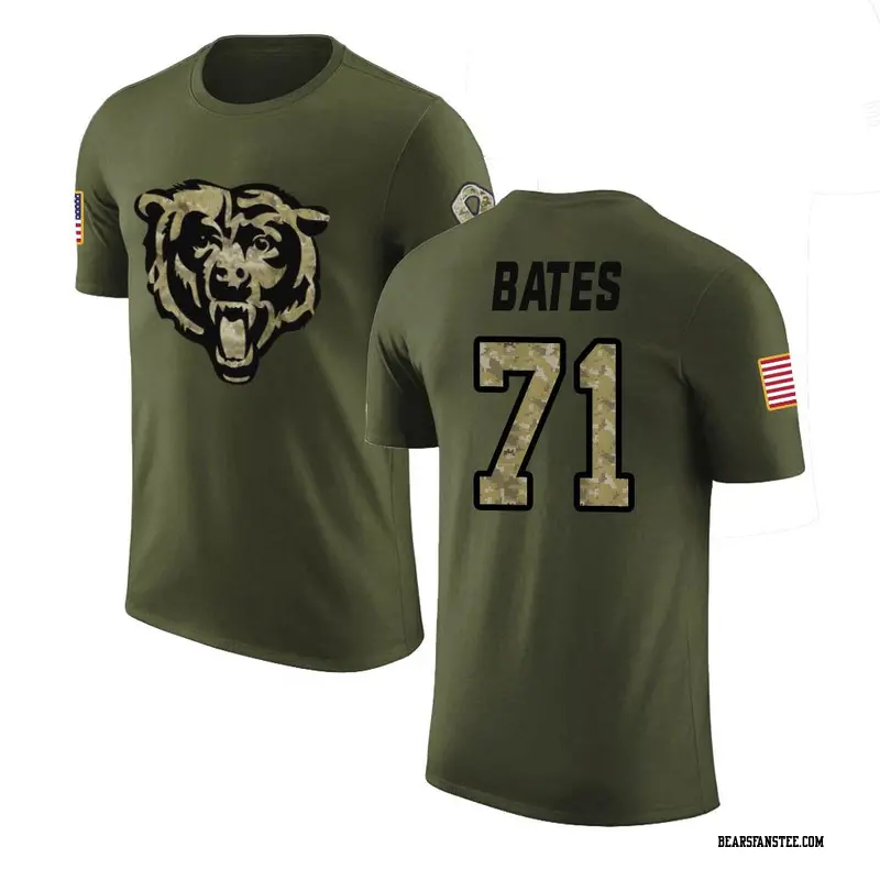 Men's Chicago Bears ＃71 Ryan Bates Olive Salute to Service T-Shirt