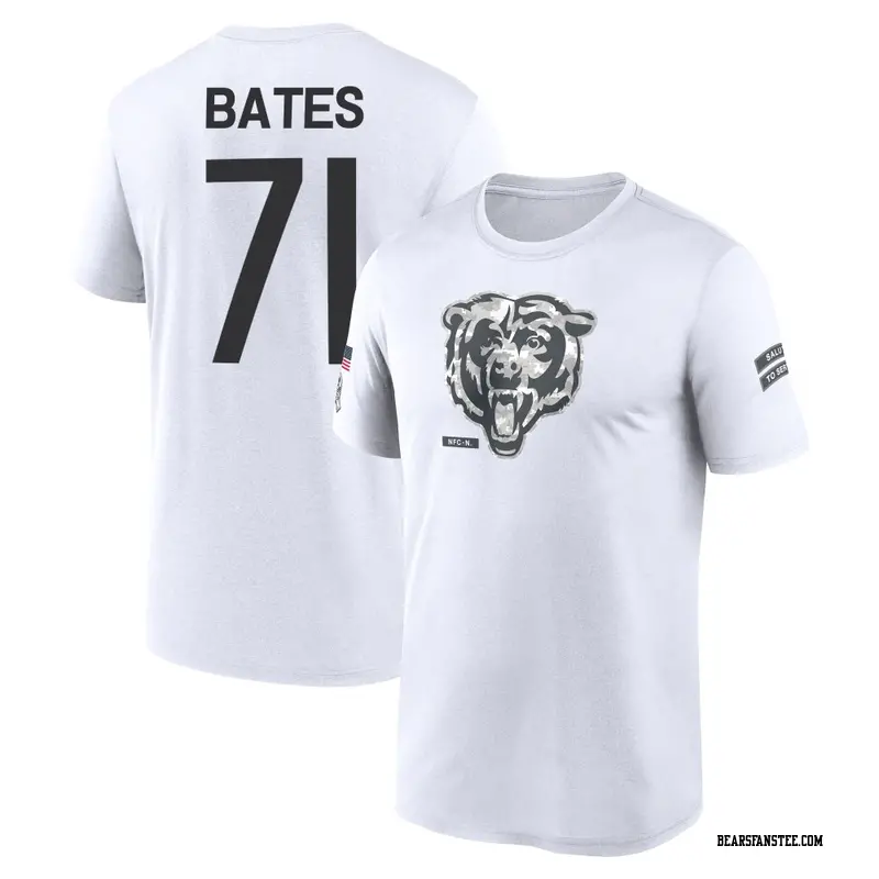 Men's Chicago Bears ＃71 Ryan Bates White 2024 Salute to Service Performance T-Shirt