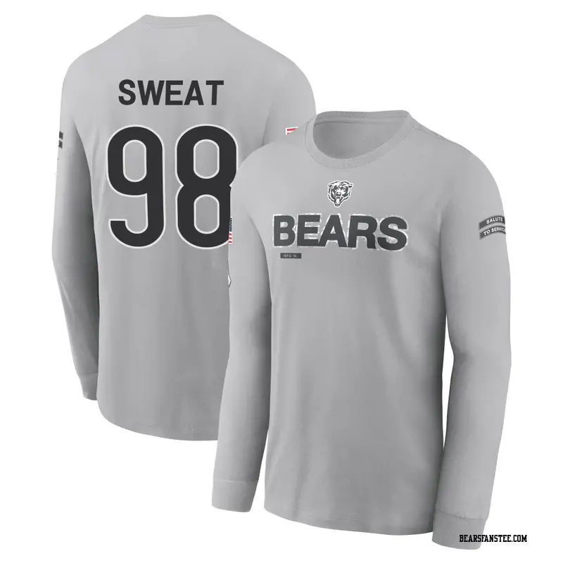Men's Chicago Bears ＃98 Montez Sweat Gray 2024 Salute to Service Long Sleeve T-Shirt