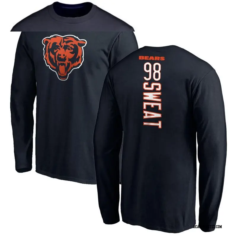 Men's Chicago Bears ＃98 Montez Sweat Navy Backer Long Sleeve T-Shirt