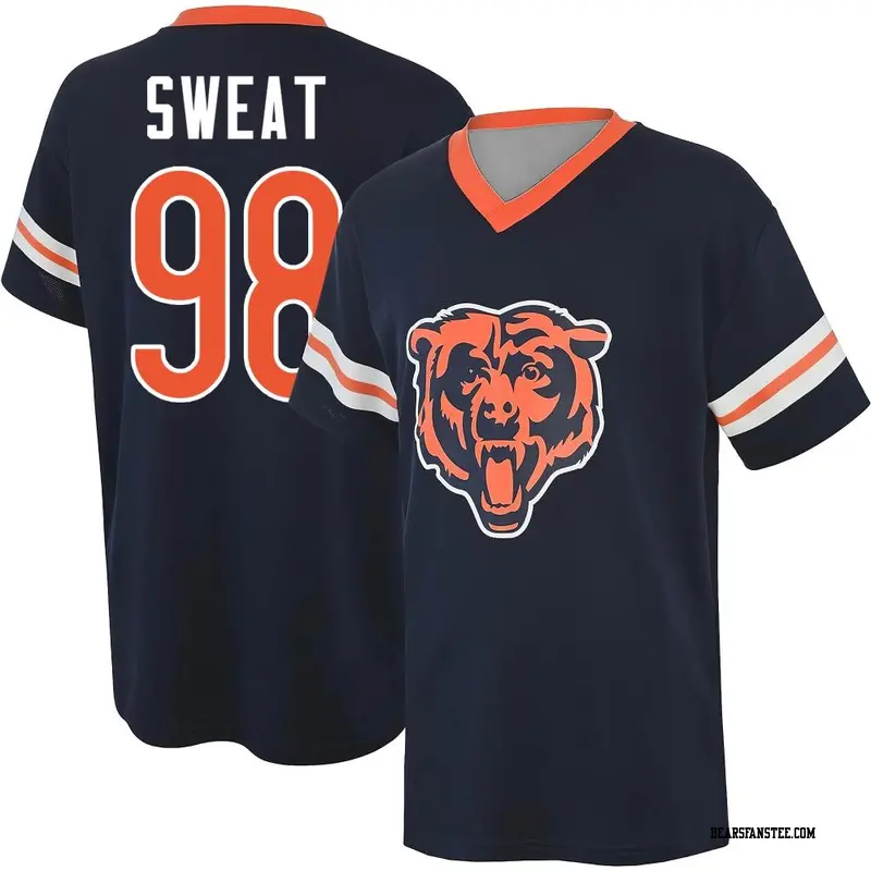 Men's Chicago Bears ＃98 Montez Sweat Navy Name & Number Game Day V-Neck T-Shirt