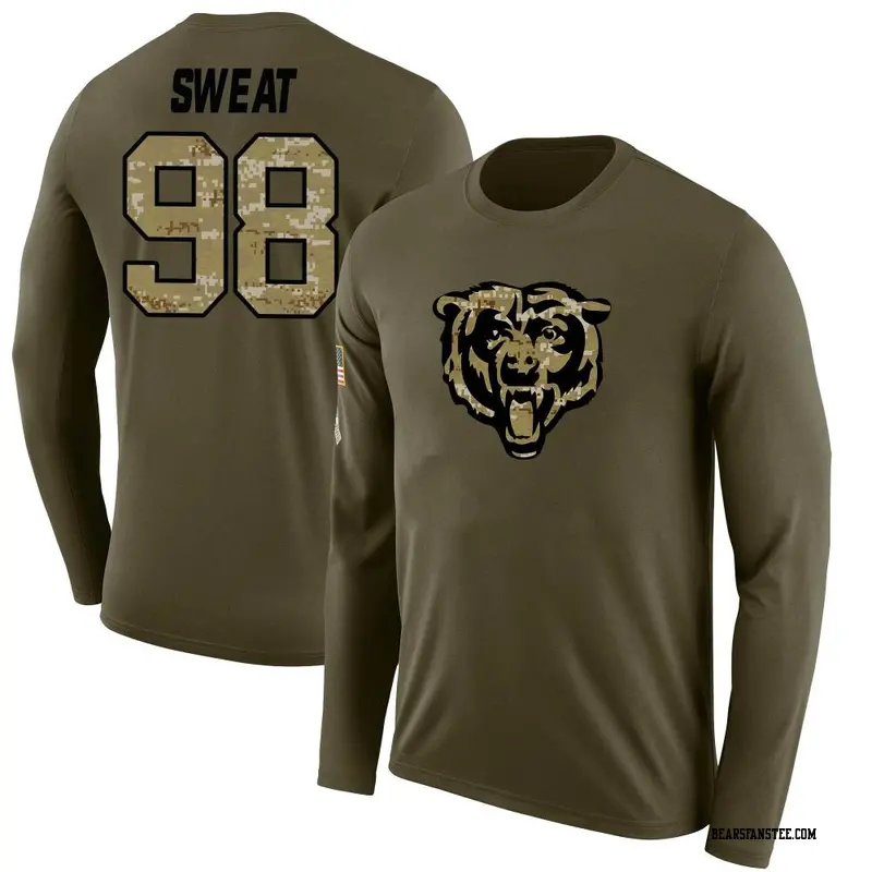 Men's Chicago Bears ＃98 Montez Sweat Olive Salute to Service Sideline Long Sleeve T-Shirt
