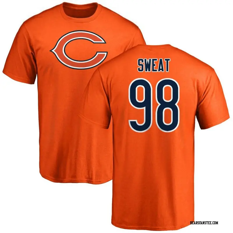 Men's Chicago Bears ＃98 Montez Sweat Orange Name & Number Logo T-Shirt