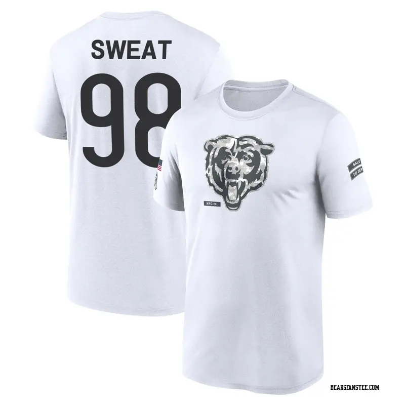 Men's Chicago Bears ＃98 Montez Sweat White 2024 Salute to Service Performance T-Shirt