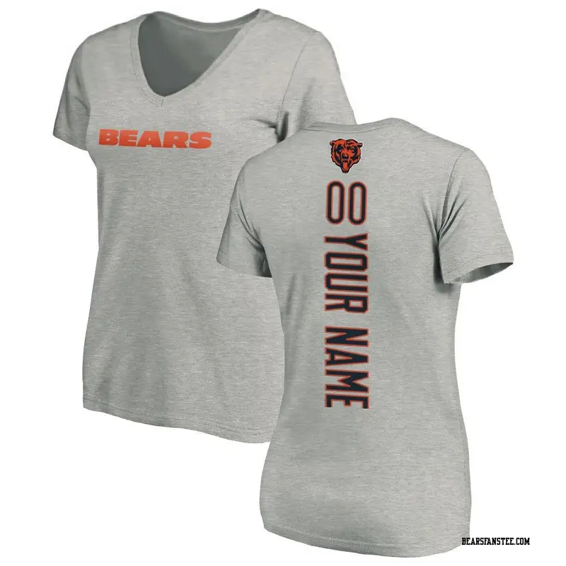 Women's Chicago Bears ＃00 Custom Ash Backer V-Neck T-Shirt