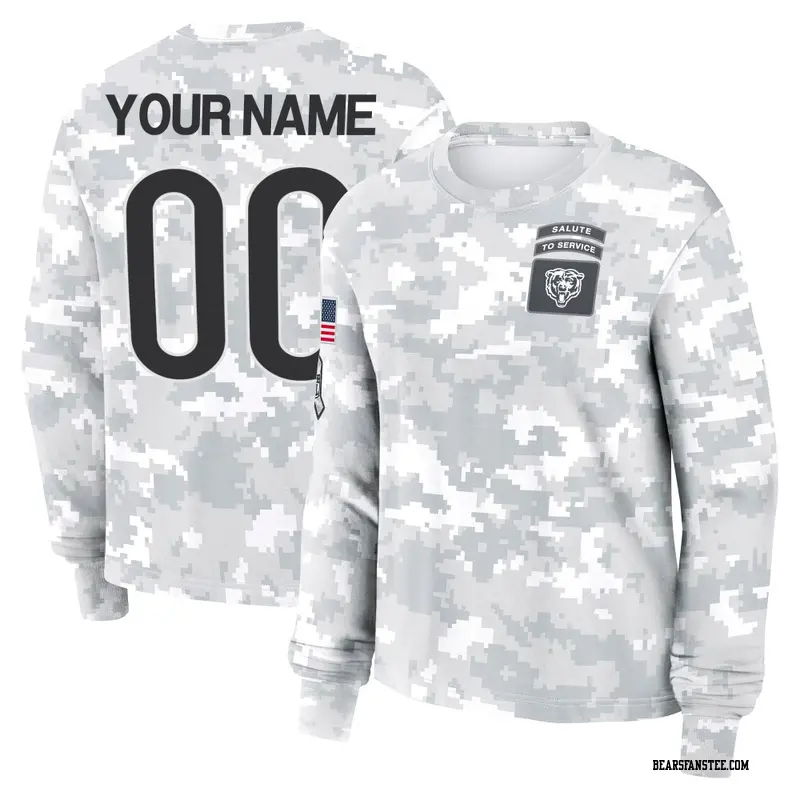 Women's Chicago Bears ＃00 Custom Camo Arctic 2024 Salute to Service Long Sleeve T-Shirt