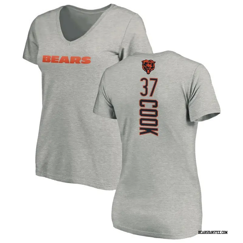 Women's Chicago Bears ＃37 Alex Cook Ash Backer V-Neck T-Shirt