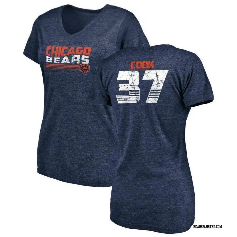 Women's Chicago Bears ＃37 Alex Cook Navy Retro V-Neck T-Shirt