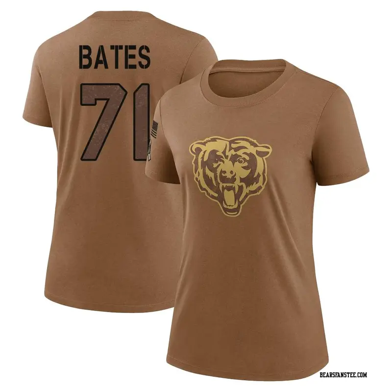 Women's Chicago Bears ＃71 Ryan Bates Brown 2023 Salute To Service Performance T-Shirt