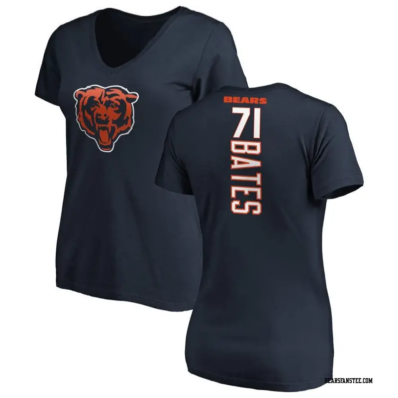 Women's Chicago Bears ＃71 Ryan Bates Navy Backer Slim Fit T-Shirt