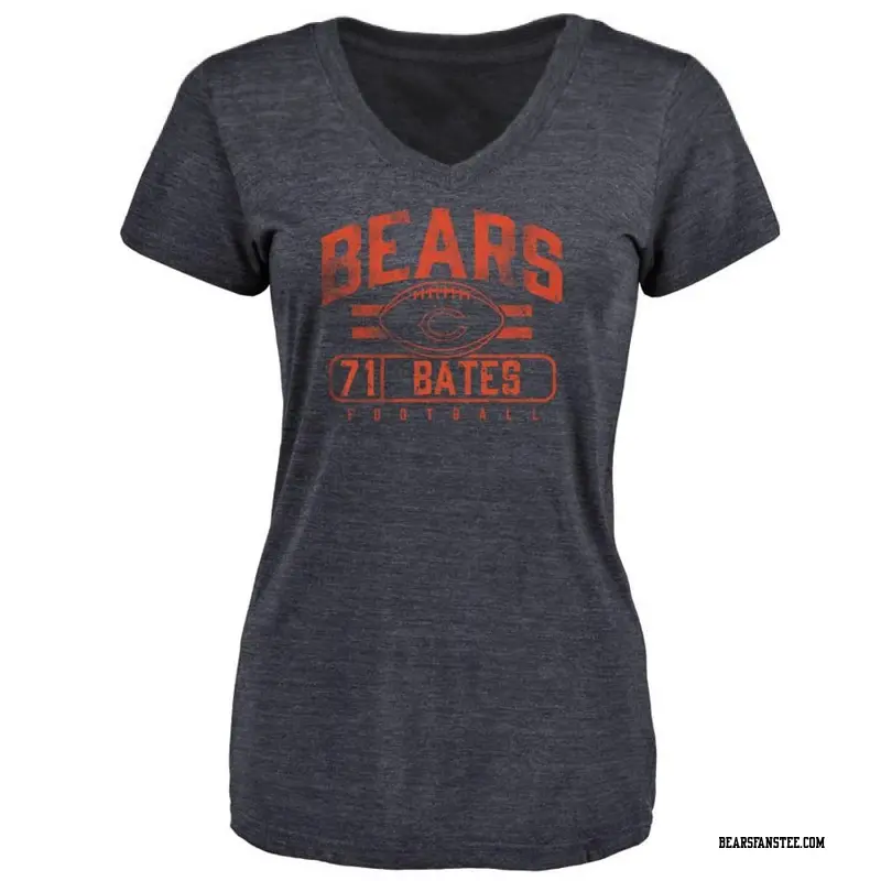 Women's Chicago Bears ＃71 Ryan Bates Navy Flanker T-Shirt