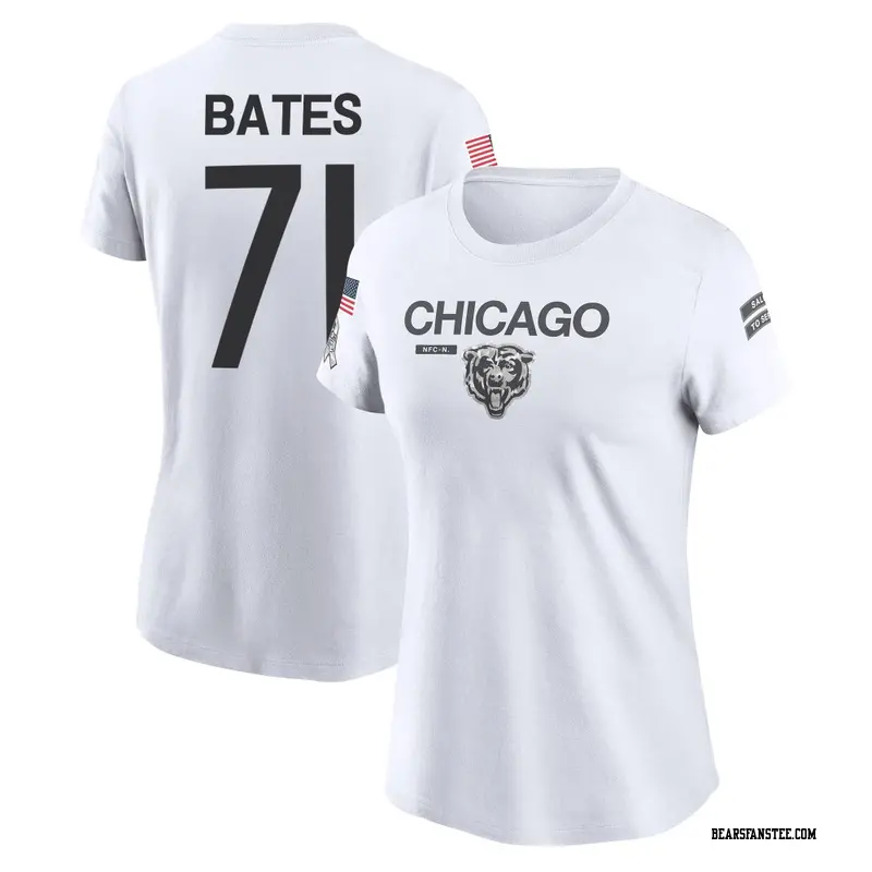 Women's Chicago Bears ＃71 Ryan Bates White 2024 Salute to Service Performance T-Shirt