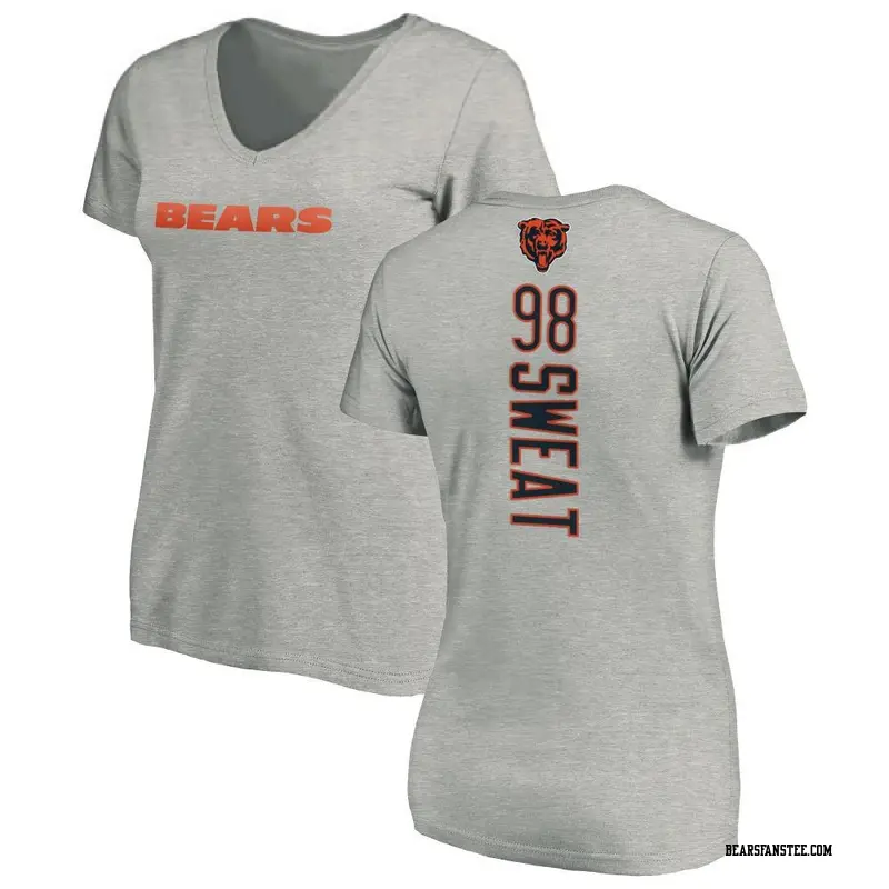 Women's Chicago Bears ＃98 Montez Sweat Ash Backer V-Neck T-Shirt