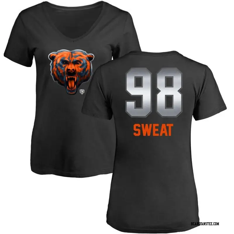 Women's Chicago Bears ＃98 Montez Sweat Black Midnight Mascot T-Shirt