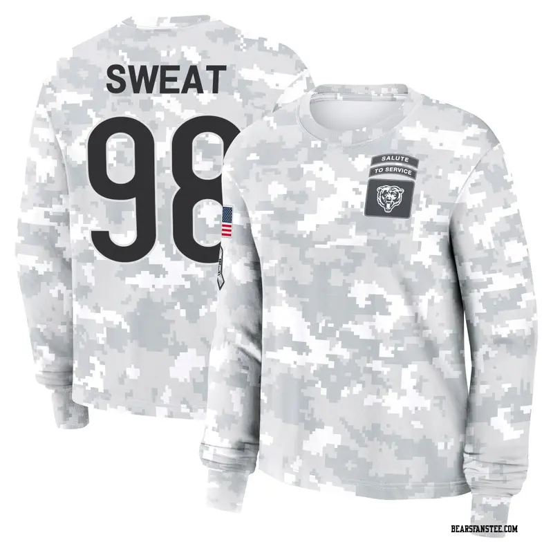 Women's Chicago Bears ＃98 Montez Sweat Camo Arctic 2024 Salute to Service Long Sleeve T-Shirt