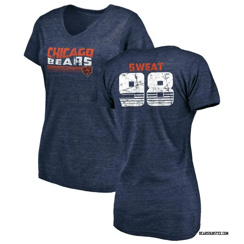 Women's Chicago Bears ＃98 Montez Sweat Navy Retro V-Neck T-Shirt