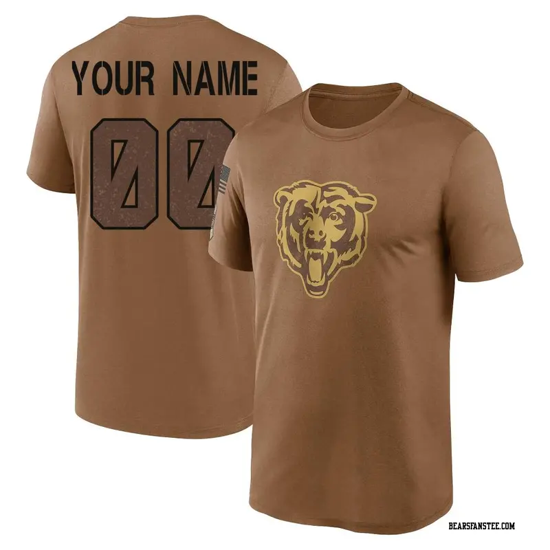 Youth Chicago Bears ＃00 Custom Brown 2023 Salute To Service Performance T-Shirt