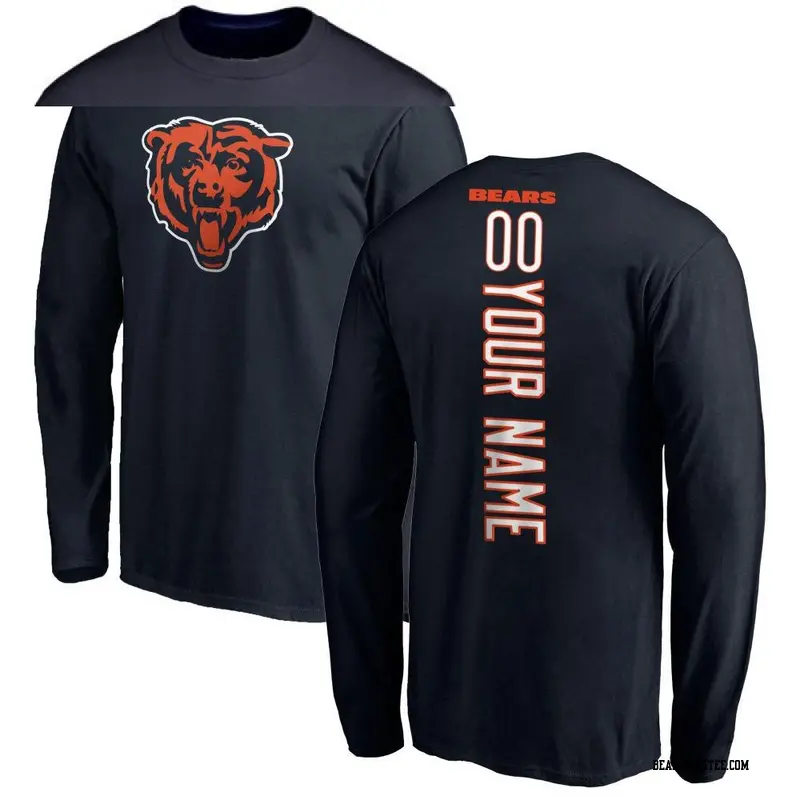 Youth Chicago Bears ＃00 Custom Navy Backer Long Sleeve T-Shirt