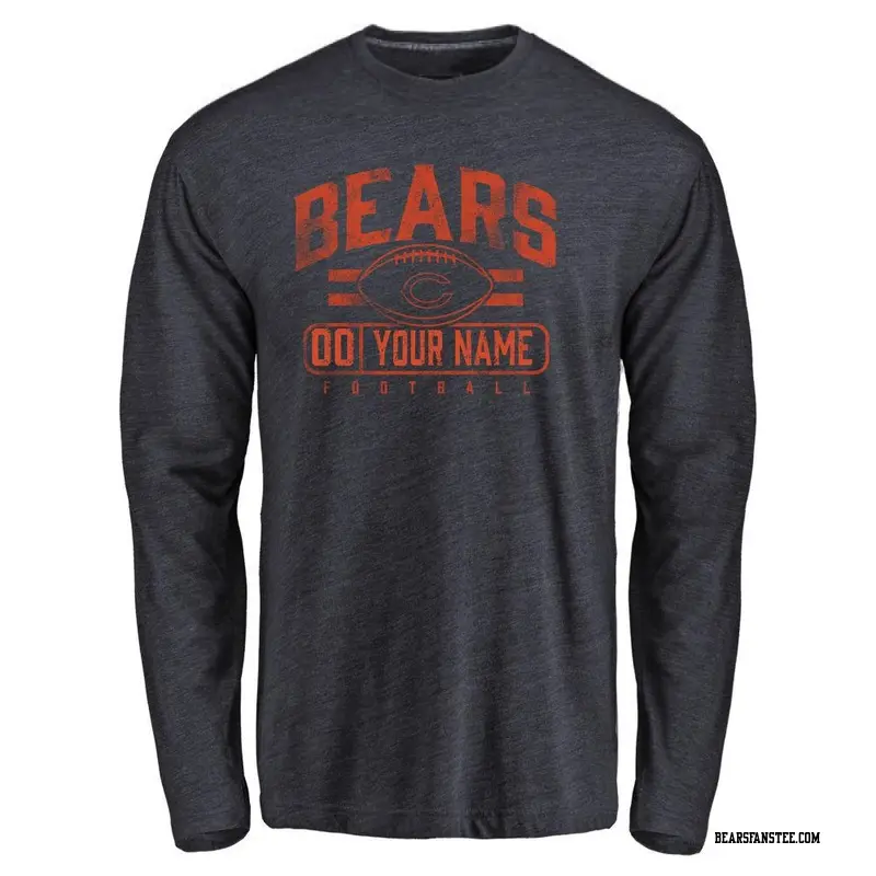 Youth Chicago Bears ＃00 Custom Navy Flanker Long Sleeve T-Shirt