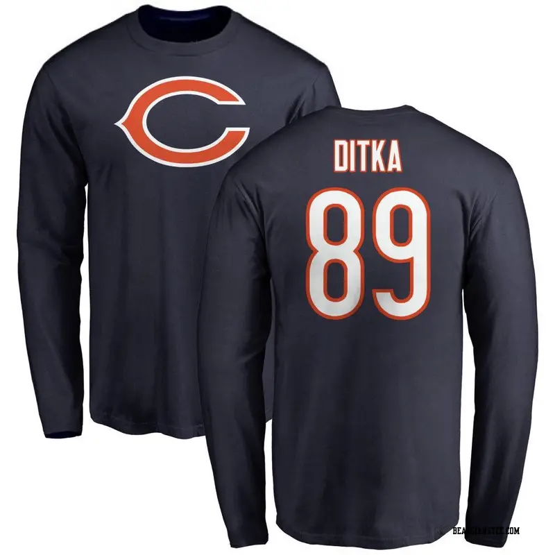 Youth Chicago Bears ＃89 Mike Ditka Navy Name & Number Logo Long Sleeve T-Shirt